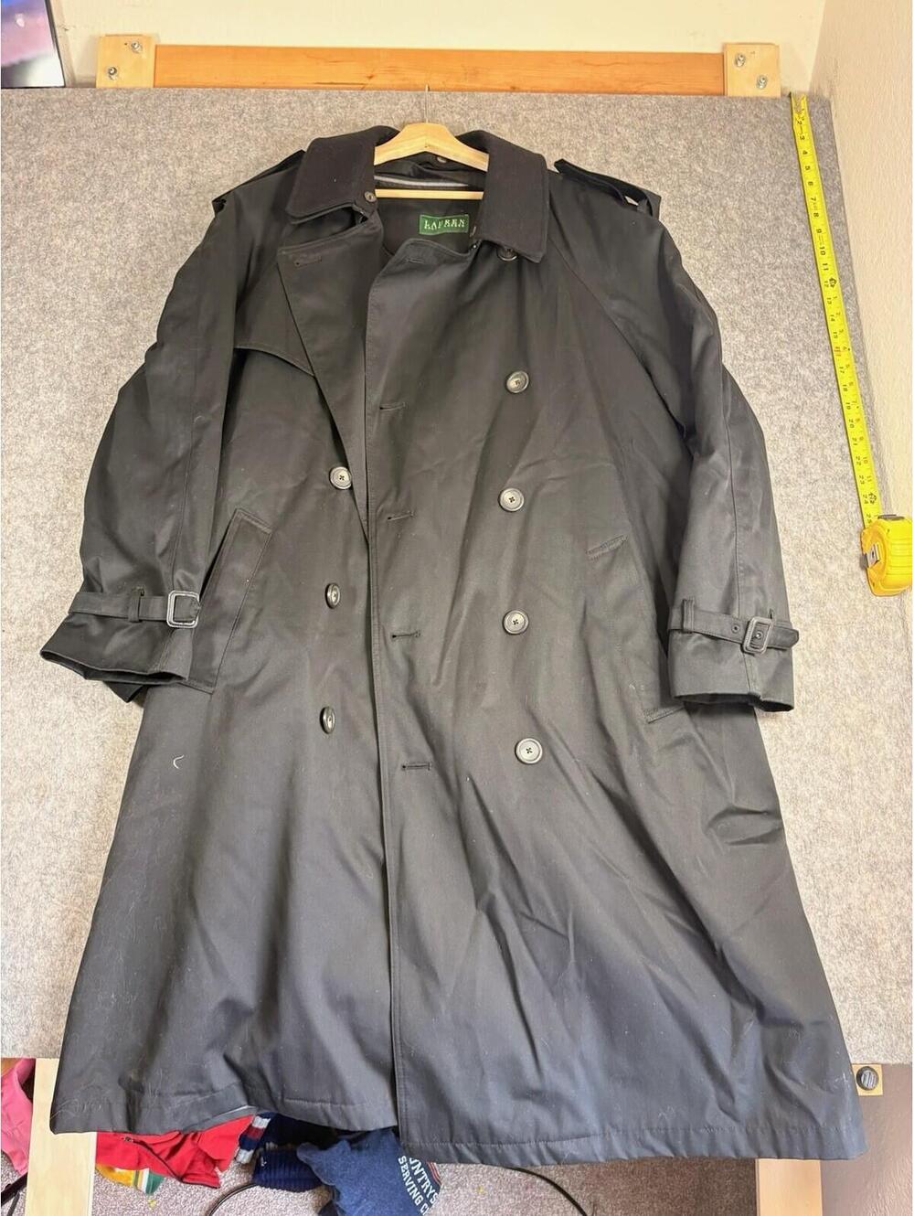 Lauren Ralph Lauren Double Breasted Trench Coat Black Womens XL